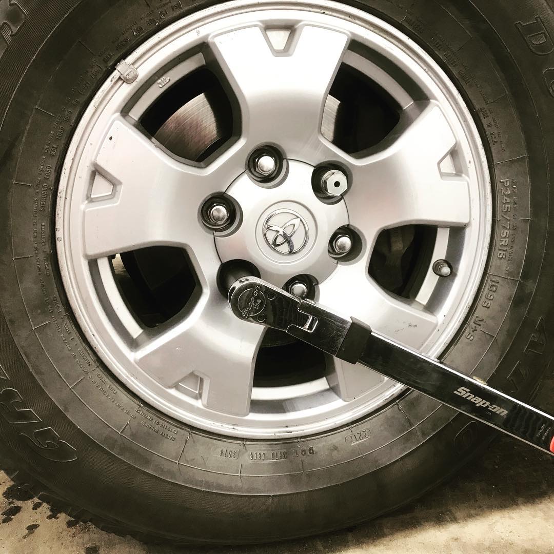 Torque wrench on a Toyota wheel